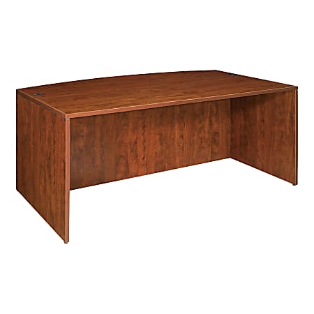 Lorell® Essentials Series Bow-Front Shell Desk, 72"W, Cherry