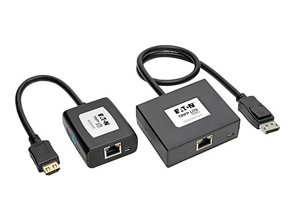 Tripp Lite Display Port to HDMI Over Cat5/6 Video Extender Transmittor & Receiver - 1 Input Device - 1 Output Device - 150 ft Range - 2 x Network (RJ-45) - 2 x USB - 1 x HDMI Out - DisplayPort - Full HD - 1920 x 1080 - Twisted Pair - Category 6a