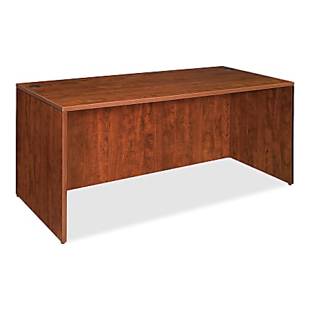 Lorell&reg; Essentials 66"W Rectangular Shell Computer Desk, Cherry