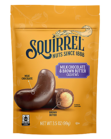 Squirrel Brand Brown Butter Milk Chocolate Cashews, 3.5 Oz, Total Qty 6