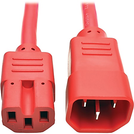 Eaton Tripp Lite Series Power Cord C14 to C15 - Heavy-Duty, 15A, 250V, 14 AWG, 3 ft. (0.91 m), Red - Power cable - P018003ARD
