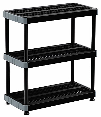 Rimax Heavy Duty Resin Shelving 3 Tier Black Office Depot