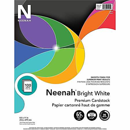 Neenah Multi Purpose Card Stock Bright White Letter 8.5 x 11 65 Lb