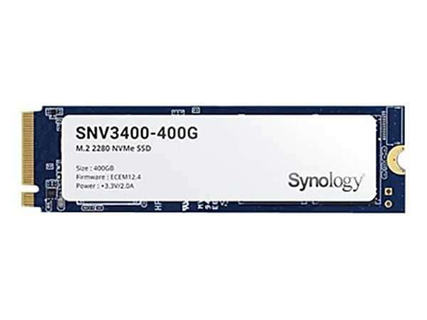 Synology SNV3400-400G - SSD - 400 GB - internal - M.2 2280 - PCIe 3.0 x4 (NVMe) - for Disk Station DS1618+, DS1819+, DS2419+; RackStation RS2818RP+, RS820+, RS820RP+