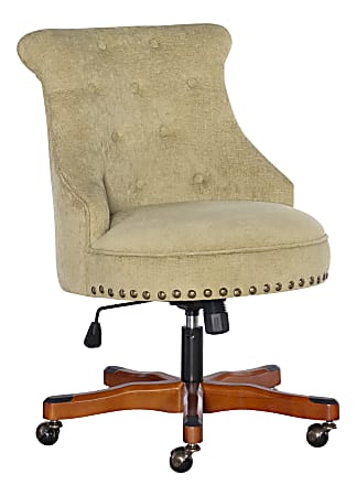 Linon Dallas Fabric Mid-Back Home Office Chair, Light Green/Dark Walnut