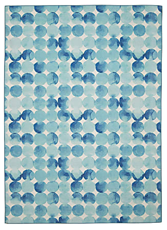 Linon Washable Outdoor Area Rug, Kossuth, 5' x 7', Blue/Ivory