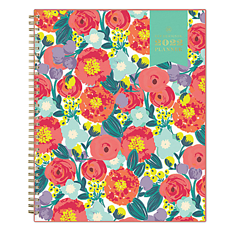 Blue Sky™ Day Designer Frosted Weekly/Monthly Planner, 8-1/2" x 11", Floral Sketch, January To December 2022, 137360