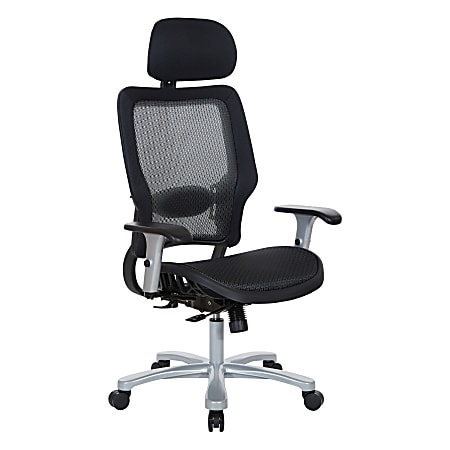 Office Star&trade; Space Seating 63 Series Air Grid Big And Tall Ergonomic Chair, Black/Silver