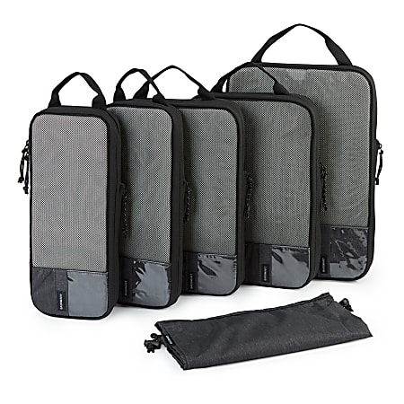 BAGSMART Polyester Packing Cubes, Black, Set Of 6 Cubes
