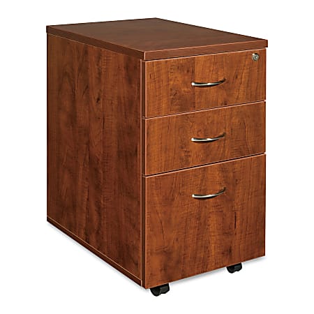 Lorell® Essentials 22"D Vertical 3-Drawer Mobile Pedestal File Cabinet, Cherry