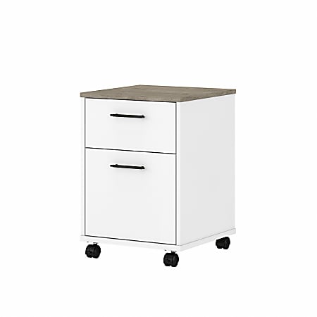 Bush Furniture Key West 16"D Vertical 2-Drawer Mobile File Cabinet, Shiplap Gray/Pure White, Standard Delivery
