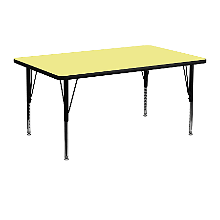Flash Furniture 48''W Rectangular Thermal Laminate Activity Table With Short Height-Adjustable Legs, Yellow
