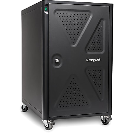 Kensington AC12 12-Bay Security Charging Cabinet, 16.50"W x 23.20"D x 28.10"H, Black, For 12 Devices, 1