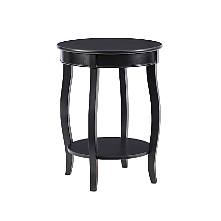 Powell Nora Round Side Table With Shelf, 24"H x 18"Dia., Black