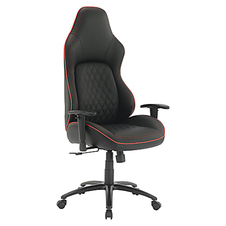 Office Star High Stakes Ergonomic Bonded Leather Computer Gaming Chair, Black/Red