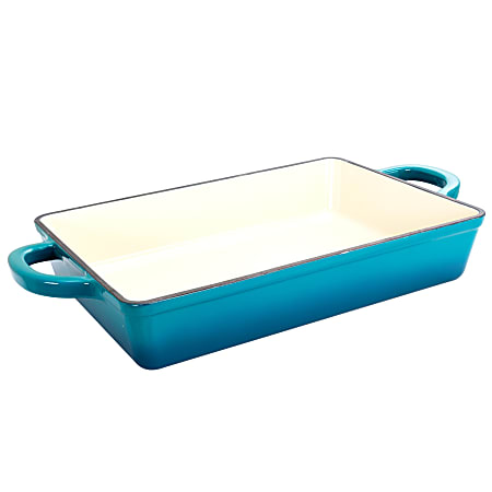 Crock-pot Artisan 13 Enameled Cast Iron Lasagna Pan, Teal Ombre