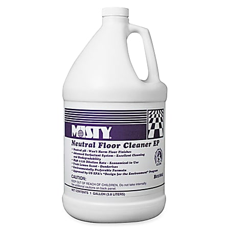 MISTY Neutral Floor Cleaner - For Multi Surface - Concentrate - Liquid - 128 fl oz (4 quart) - Lemon Scent Width - 4 / Carton - Pleasant Scent - Green