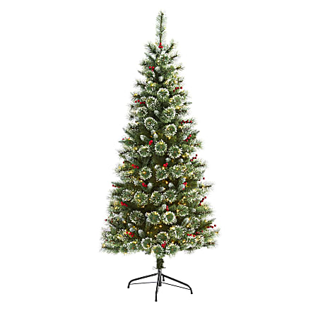 Nearly Natural Frosted Swiss Pine Artificial Christmas Tree, 6’H