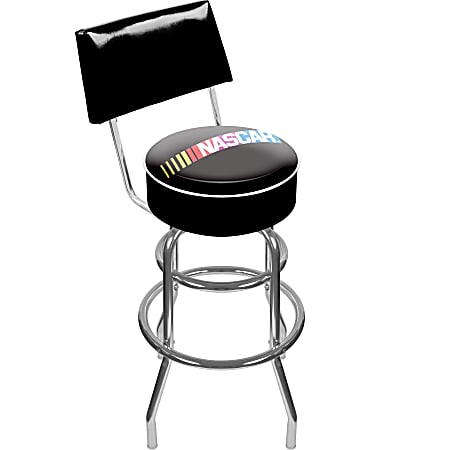 Trademark Global NASCAR Padded Bar Stool, With Back, Chrome