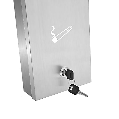 Alpine Rectangular Steel Wall Mounted Cigarette Disposal Tower 12 14 H x 5  12 W x 2 516 D Stainless Steel