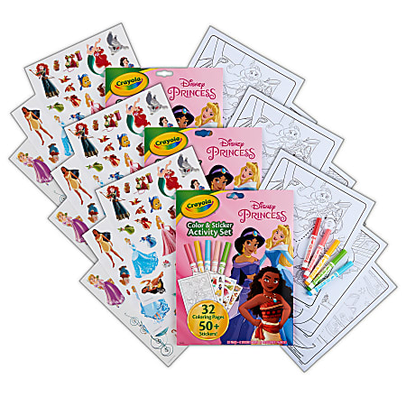 Crayola Color & Sticker Activity Set, Princess, Pack Of 3 Sets