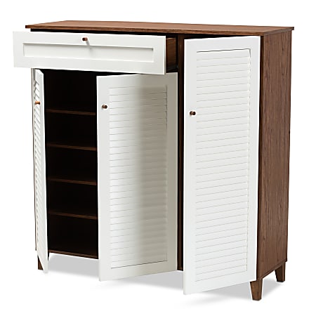 Baxton Studio Coolidge 11 Shelf Shoe Storage Cabinet With Drawer