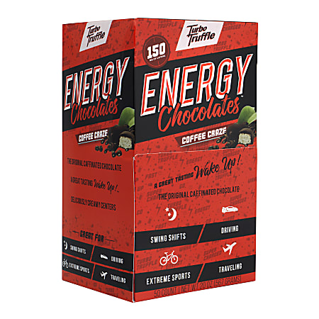 Turbo Truffles Energy Chocolate Coffee Craze Truffles, Pack Of 50 Truffles
