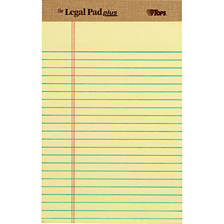 Tops The Legal Pad 71501 Notepad - 50 Sheets - 8" x 5" - Canary Paper - Perforated - 1Dozen