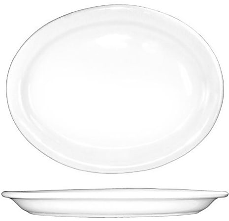 International Tableware Brighton Porcelain Platters, 9" x 11-1/2", White, Set Of 12 Platters