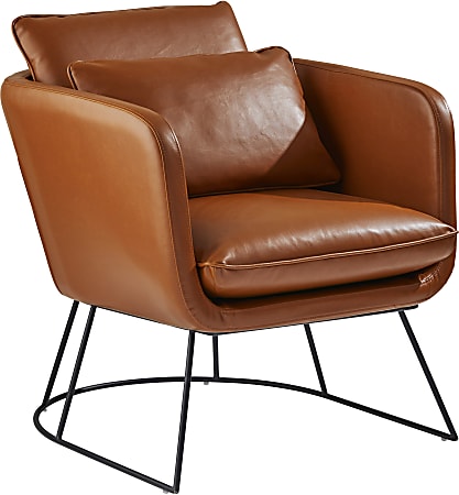 Adesso® Stanley Faux Leather Chair, Matte Black/Distressed Camel