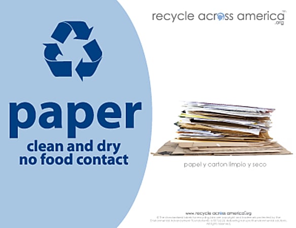 Recycle Across America Paper Standardized Recycling Labels, P-8511, 8 1/2" x 11", Light Blue