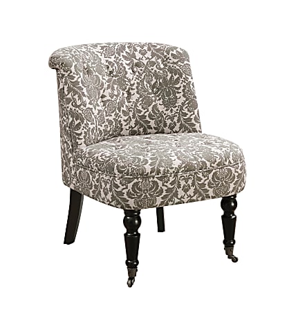 Monarch Specialties Traditional Slipper Accent Chair, Taupe Tapestry/Black