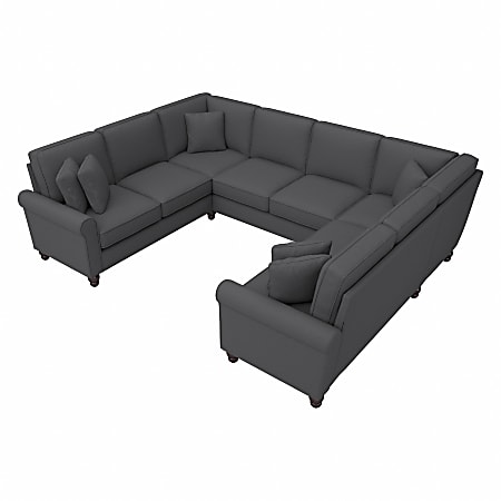Bush® Furniture Hudson 113"W U-Shaped Sectional Couch, Charcoal Gray Herringbone Fabric, Standard Delivery