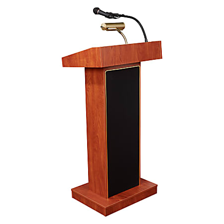 Oklahoma Sound® The Orator Lectern With Tie Clip/Lavalier Wireless Microphone, Wild Cherry