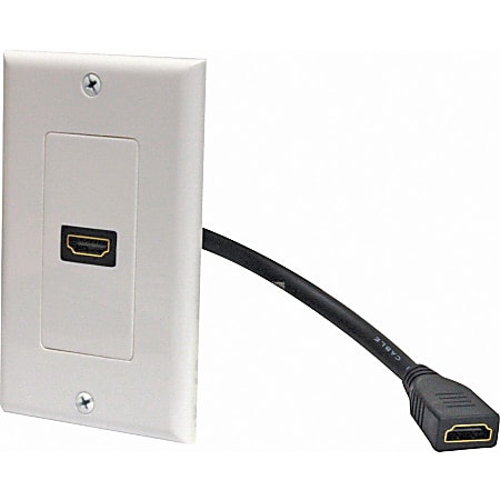 Steren 1-Socket HDMI™ Pigtail Faceplate, 3.4" x 4.72",