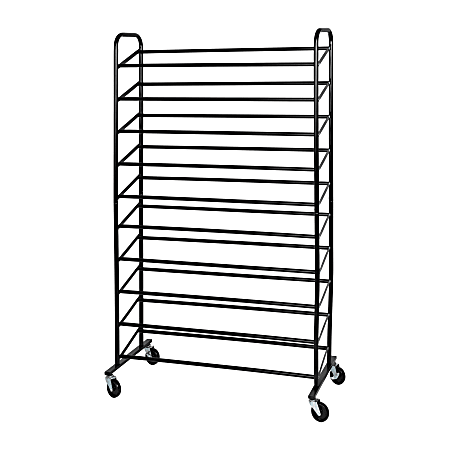Honey Can Do 50-Pair Rolling Shoe Storage, 59-1/2”H x 14-11/16”W x 36-1/2”D, Black