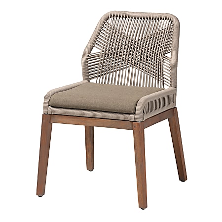 bali & pari Jennifer Mid-Century Transitional Dining Chair, Gray/Walnut Brown