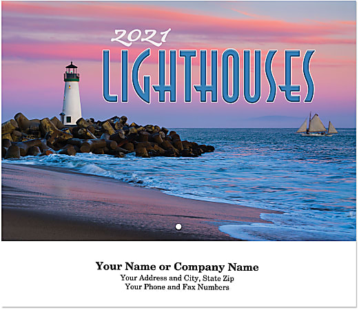 Lighthouses Stitched Wall Calendar Office Depot