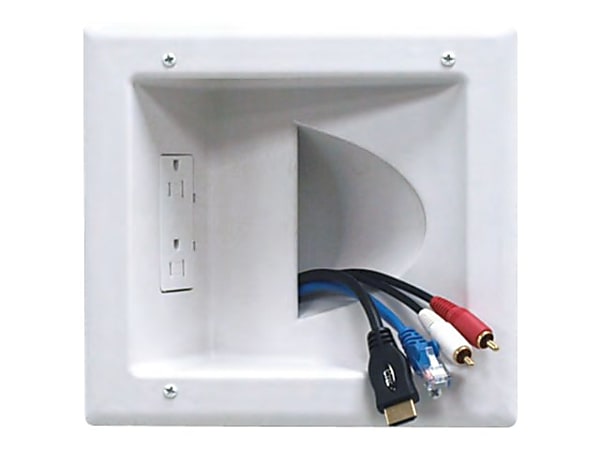 DataComm Recessed Low Voltage Media Plates - Flush mount wallplate - white