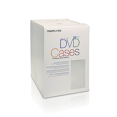 Memorex® DVD Video Slim Storage Cases, Clear, Pack Of 25