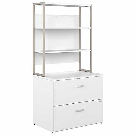 2 Drawer Lateral File Cabinet with Lock and Open Shelf