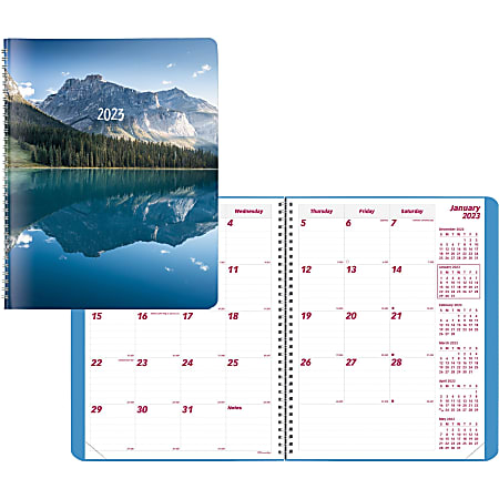 Brownline Planner - Monthly - 14 Month - December 2021 till January 2023 - Twin Wire - Nature's Hues - Ruled Daily Block, Reminder Section, Notes Area, Six Month Reference - 1 Each