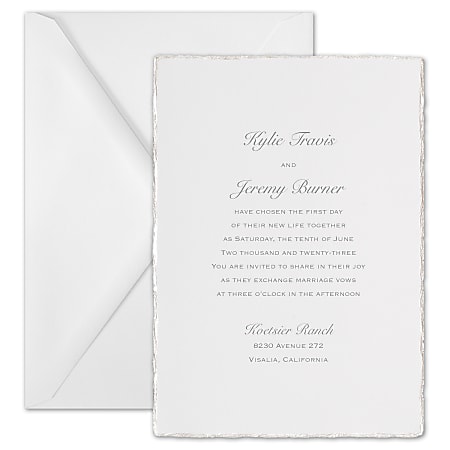 Custom Premium Wedding & Event Invitations With Envelopes, 5-1/2" x 7-3/4", Deckled Elegance, Box Of 25 Invitations