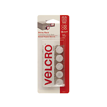 VELCRO Brand STICKY BACK Fasteners 58 Coin White Pack of 15 - Office Depot