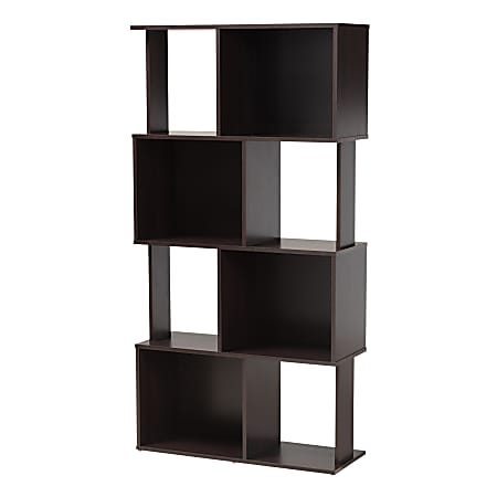 Baxton Studio 62"H Modern Geometric Bookshelf, Dark Brown