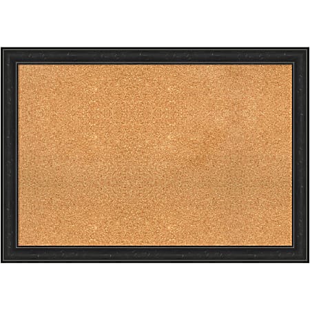 Amanti Art Cork Bulletin Board, 40" x 28", Natural, Shipwreck Black Polystyrene Frame