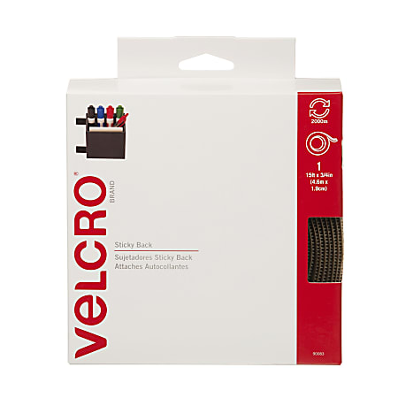 VELCRO® Brand Sticky Back Tape Roll, 0.75"W x 15'L, Beige