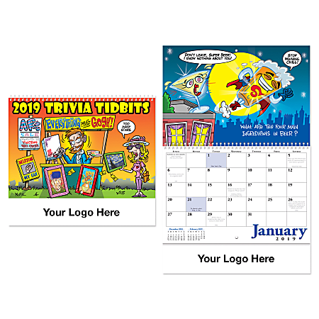 Trivia Tidbits Stitched Wall Calendar Office Depot
