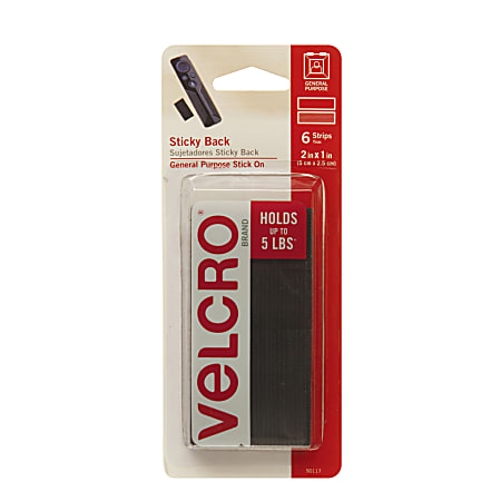 VELCRO® Brand Heavy-Duty Hold-Down Strips, Black, Pack Of
