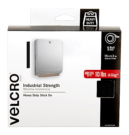VELCRO® Brand Industrial Strength Velcro Self Stick Tape, 2" x 15', Black